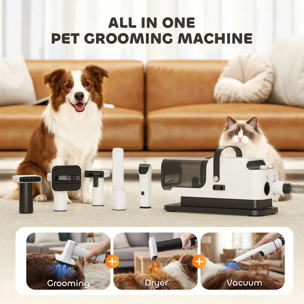 PawHut 5-in-1 Dog Grooming Kit with Vacuum, Dryer and Clipper – 1.8L Canister, 4 Adjustable Blow Temperatures