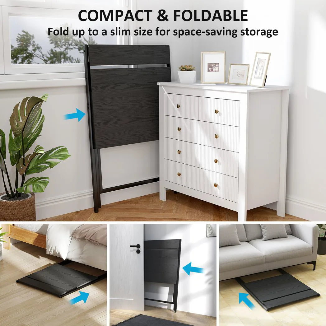 HOMCOM 70 cm Folding Computer Desk with Monitor Shelf – Compact Foldable Home Office Table, Black