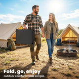 Outsunny 3ft Folding Camping Table with Mesh Storage Layer and Carry Bag – Tri-Fold Aluminium Picnic Table, Black