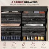 HOMCOM Eight Fabric Drawer Chest with Steel Frame, Pockets and Anti-Tipping Kit – Bedroom Storage, Black