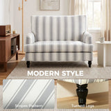 HOMCOM Velvet Single Sofa Armchair with Stripes, Turned Legs and Wide Seat – Modern Accent Chair, Grey