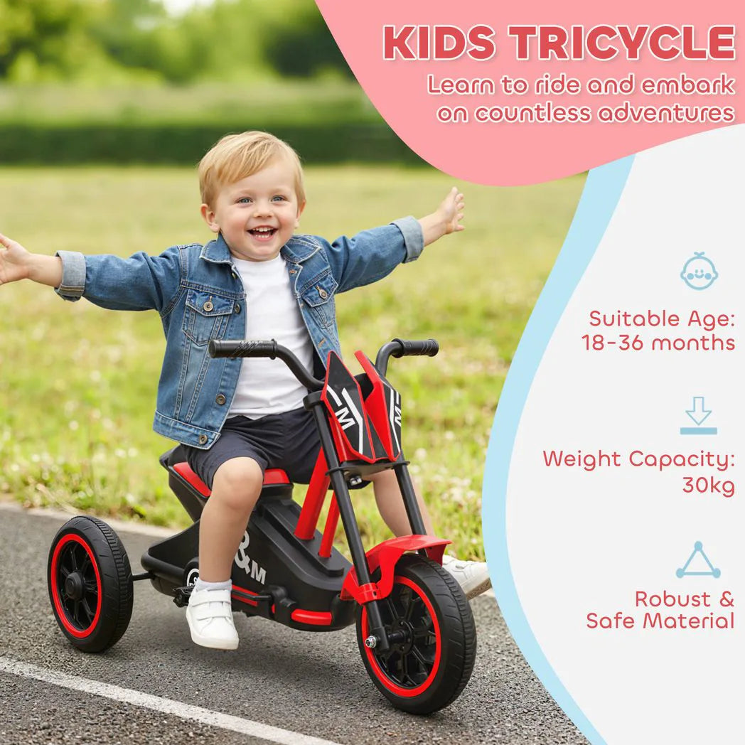 AIYAPLAY Kids Tricycle with Steel Frame & Wide Seat – Toddler Balance Trike for Indoor and Outdoor Use, Red