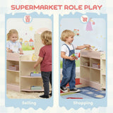 AIYAPLAY Kids Grocery Store Playset with Cash Register, Vending Machine & Shelves – Pretend Supermarket