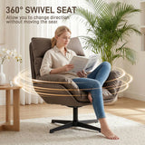 HOMCOM Swivel Accent Chair with Padded Cushion and Steel Frame – 360° Armchair for Living Room, Dark Brown