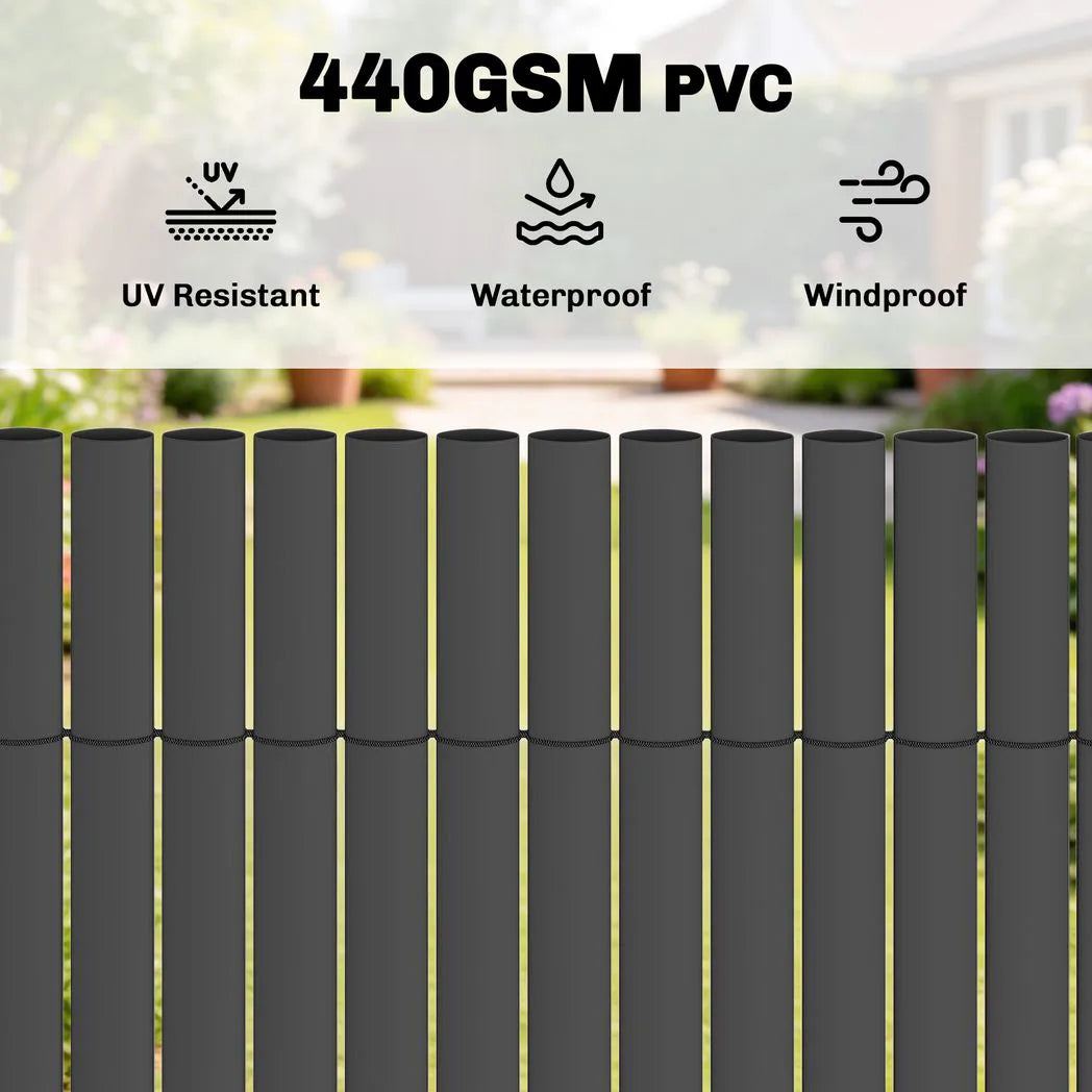 Outsunny Garden Privacy Screen Fence, 2 Pack – 1m x 5m Waterproof Windbreak, Dark Grey