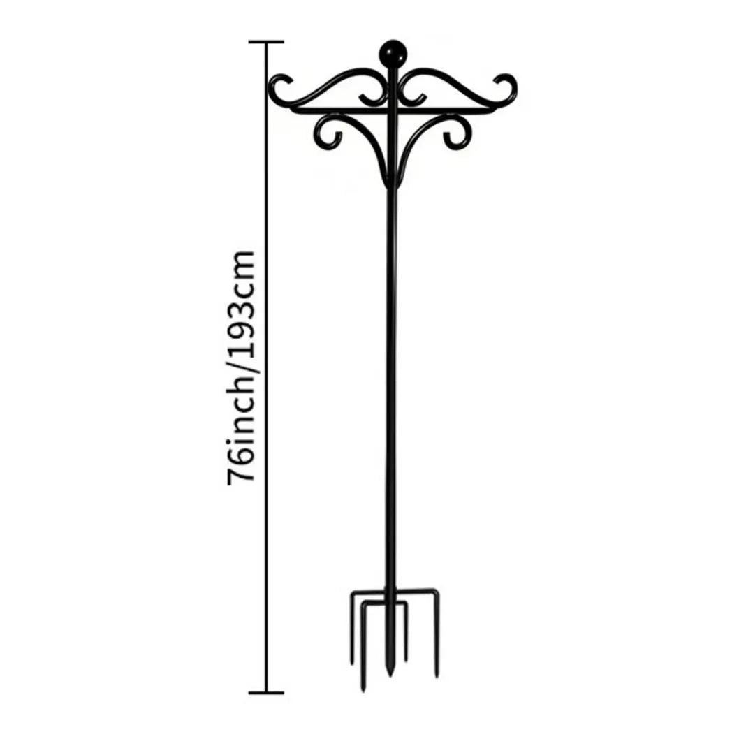 Heavy Duty Bird Feeder Pole Stand with Double Shepherd's Hooks – 193cm Adjustable Garden Feeding Station