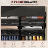 HOMCOM Ten Fabric Drawer Chest with Steel Frame, Pockets and Anti-Tipping Kit – Bedroom Storage, Black