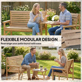 Outsunny 3-Piece Wooden Garden Furniture Set – Armchair, 2-Seater Bench and Detachable Table, Natural Wood