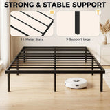 HOMCOM 4ft6 Double Metal Platform Bed Frame with Underbed Storage and Steel Slats – No Box Spring, Black