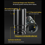 1/2" Drive Deep Impact Socket Set – 10 Long Reach Thin Wall Metric Sockets 10-24mm, Chrome Vanadium Steel, Black
