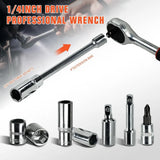 53-Piece 1/4" Drive Socket and Bit Set with Ratchet Wrench, Spinner Handle & Storage Case – DIY Tool Kit