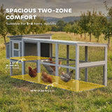 PawHut Large Chicken Coop with Covered Run, Nesting Box and Pull-Out Tray – Wooden Hen House, Asphalt Roof