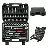 94-Piece Socket Set with 1/2" and 1/4" Drive Ratchets, Bits and Extension Bars – Chrome-Vanadium Kit