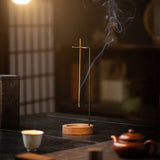 Wooden Incense Holder Burner with Glass Ash Catcher – Black Walnut Base and Brass Holder, Home or Office