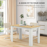 HOMCOM Dining Table for 4-6 People with Wood Effect Melamine Top – Space-Saving Kitchen Table, Oak and White