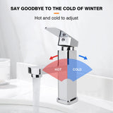 Waterfall Bathroom Basin Mixer Tap with Click Clack Waste – Chrome Mono Cloakroom Sink Tap, Single Lever
