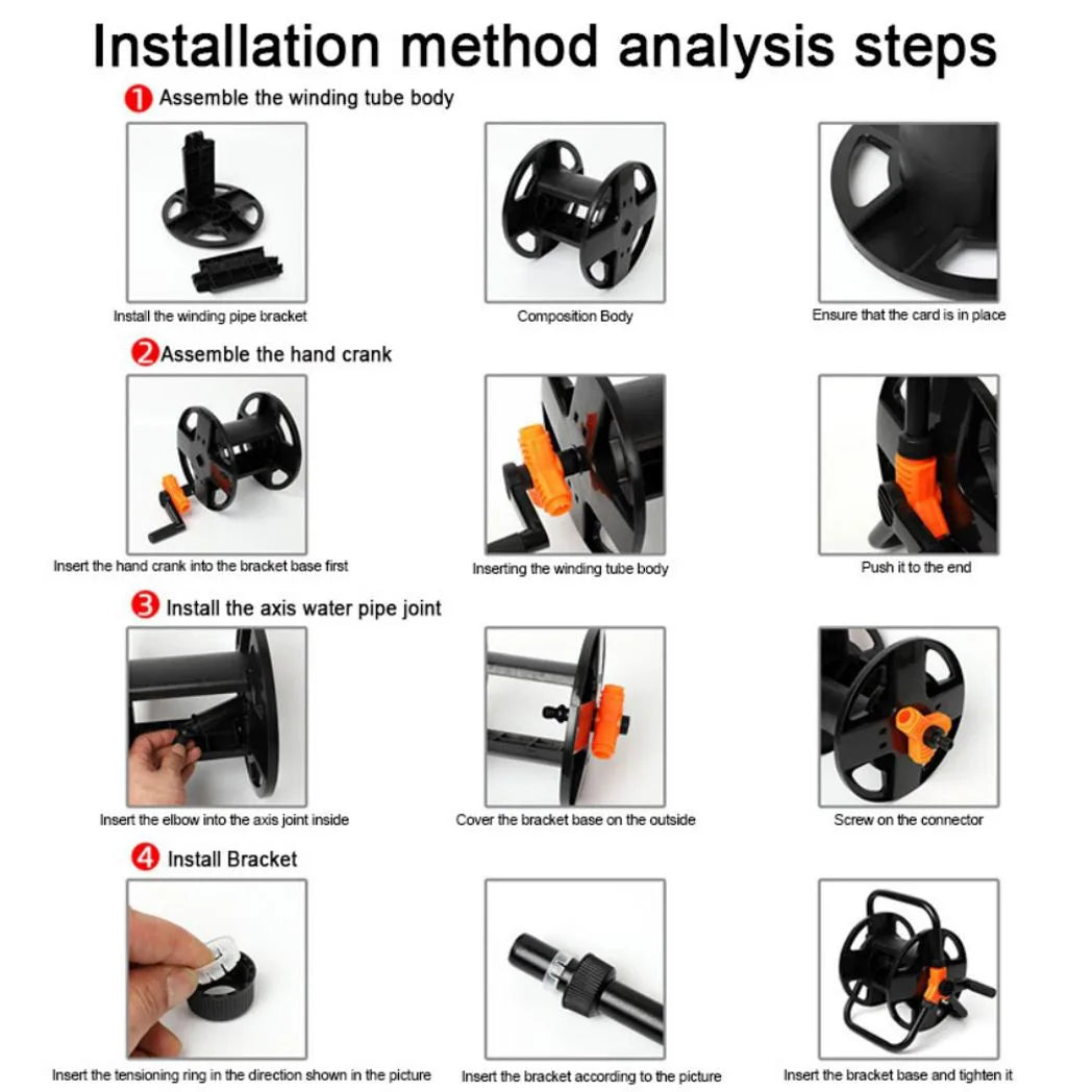 Portable Garden Hose Pipe Reel Cart Free Standing Holder Water Hose 20m UK