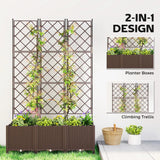 Outsunny Self-Watering Raised Planter with Trellis – Mobile Plastic Garden Bed on Wheels, 130L, 192cm