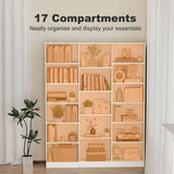 HOMCOM 17-Cube Tall Bookcase with Adjustable Shelves & Anti-Tipping Hardware – Open Storage Bookshelf, White