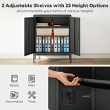 HOMCOM Metal Storage Cabinet with Lock and 2 Adjustable Shelves – Garage and Office Storage, Black