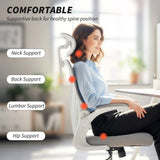 HOMCOM Ergonomic Office Chair with Foldable Backrest, 2D Headrest & Flip-Up Arms – Mesh Desk Chair, Light Grey