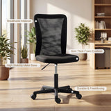 Vinsetto Armless Mesh Office Chair with Adjustable Height, 360° Swivel and Rolling Wheels, Black