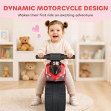 AIYAPLAY Toddler Balance Bike with Music, Extra-Wide PP Tyres & Motorbike Design – Boys and Girls Ride-On, Red