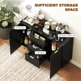 HOMCOM 120cm Sideboard with 2 Doors, 3 Drawers and Adjustable Shelves – Buffet Cabinet and TV Stand, Black