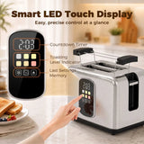 HOMCOM 2 Slice Smart Toaster with Touch Screen, LED Countdown, Warming Rack & Memory Function – 6 Browning Levels