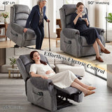 HOMCOM Power Lift Recliner Chair with Vibration Massage, Heat and Pocket Spring Seat – Wood Grips, Light Grey