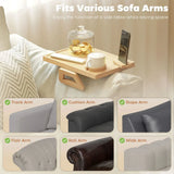 HOMCOM Anti-Slip Bamboo Sofa Armrest Tray with 360° Phone Holder & Removable Cup Holder – Natural