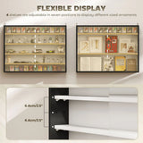 HOMCOM 5-Tier Wall-Mounted Display Cabinet with 4 Adjustable Shelves & Glass Doors, 60 x 80cm – Black and White