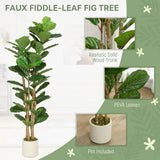 HOMCOM 150cm Artificial Fiddle Leaf Fig Tree with Pot – Realistic Faux Plant for Living Room & Office, Green