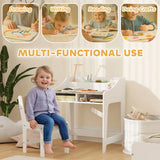 AIYAPLAY Kids Desk and Chair Set with Storage Shelves – Children's Study Table for Ages 3-8, Natural
