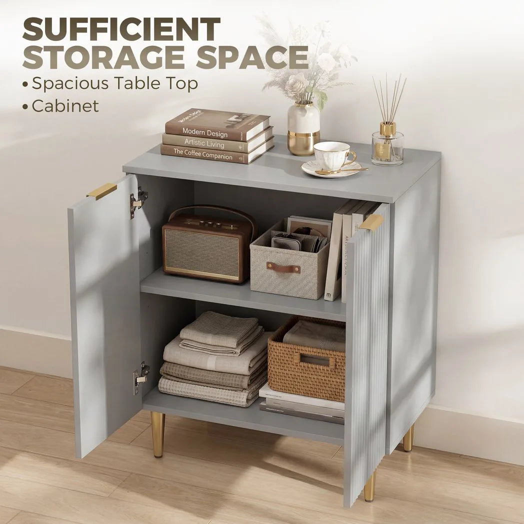 HOMCOM Sideboard Buffet Cabinet with Adjustable Shelf and Metal Legs – Modern Kitchen Storage Cupboard, Grey