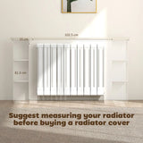 HOMCOM Radiator Cover with Open Storage Shelves and Vertical Slats – Heater Cabinet for Living Room & Hallway, White