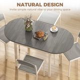 HOMCOM Wooden Drop-Leaf Dining Table for 4–6 People – Folding Pine Wood Table with Anti-Slip Feet, Grey