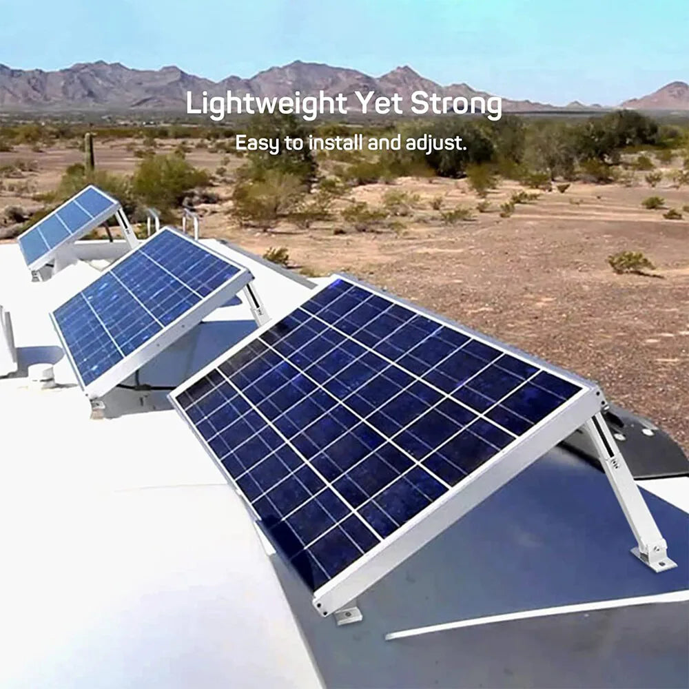 Aluminium Solar Panel Mounting Brackets with Adjustable 15–30° Tilt – Telescopic Wall & Roof Mount, Silver