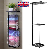 Wall Mounted Towel Rack, 3-Tier Self-Adhesive Matte Black Carbon Steel Bathroom Storage Shelf – 74cm Tall
