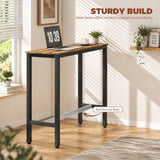 HOMCOM Rectangular Bar Table with Wood-Effect Top and Steel Frame – Pub, Kitchen Breakfast Table, Rustic Brown