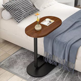 Small C-Shaped Side Table with Wood-Grain Top & Iron Legs, 45 x 28 x 60cm – Sofa End Table, Bedside Nightstand