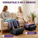 HOMCOM 2-in-1 Foot and Calf Massager with Heat, Air Compression and Timer – Folding Heated Footstool
