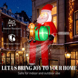 Outsunny 9.3ft Giant Christmas Inflatable Hanging Santa Claus with Reindeer, Gift Box and LED Lights – Outdoor Garden Decoration