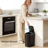 HOMCOM 12L Automatic Sensor Bin with Touchless Lid and Fingerprint-Resistant Stainless Steel – Kitchen Waste Bin, Black