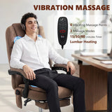 HOMCOM Executive Office Chair with 6-Point Vibration Massage and Heat, High Back, Reclining, Brown