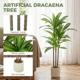 HOMCOM 90cm Artificial Dracaena Tree with Bendable Trunks – Lifelike Faux Plant in White Pot, Green