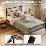 HOMCOM 3ft Single Metal Bed Frame with Headboard, Footboard and 32cm Underbed Storage – Platform Bed, Black