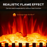 HOMCOM Freestanding Electric Fireplace Stove Heater with 3D Flame Effect, 1000W/2000W – Black
