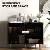 HOMCOM Modern Sideboard Buffet Cabinet with Adjustable Shelves & Metal Legs – Kitchen Storage Cupboard, Black