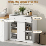 HOMCOM Freestanding Bathroom Floor Cabinet with Drawer, Double Doors and Open Shelves – Nordic Storage Unit, White